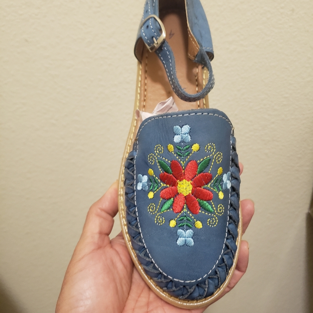 🌸 Embroidered Leather Mary Jane Flats | Boho Floral Artisan Shoes